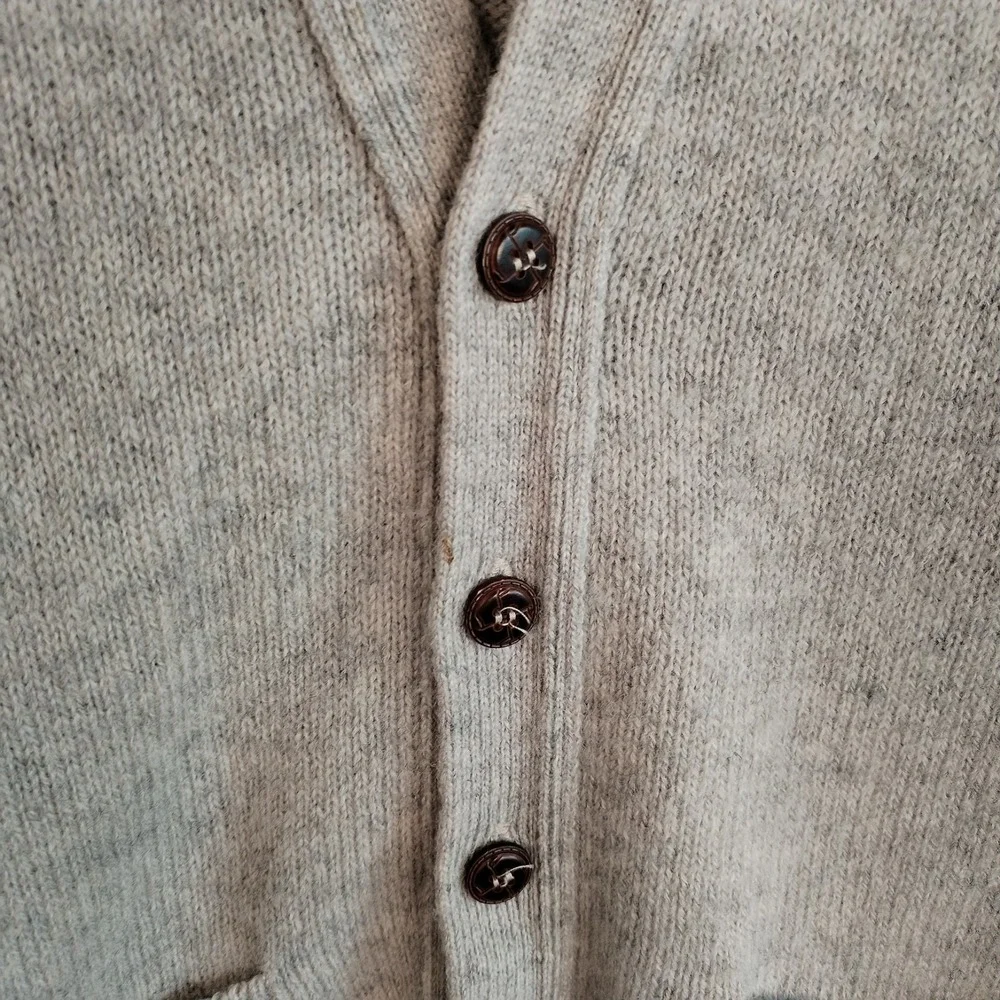 VTG Pitlochry Scotland Shetland Wool Cardigan Sweater Men's 44 Large Beige Tan
